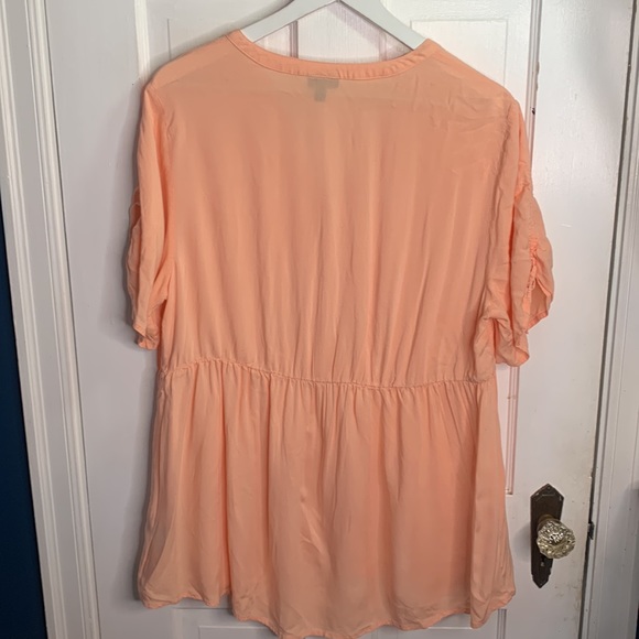 Torrid Babydoll Challis Tie Sleeve Peach Blouse Top W-523 Plus Size 1X - Picture 8 of 8